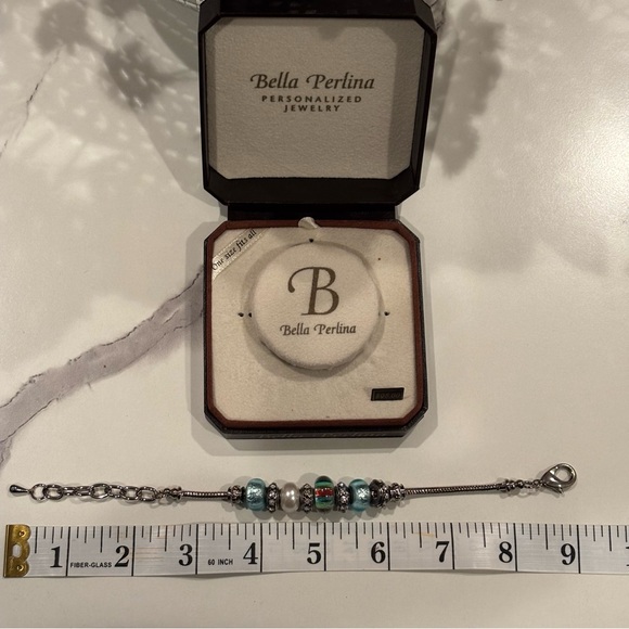 Bella Perlina Aqua and Silver Beaded Bracelet - Picture 4 of 8